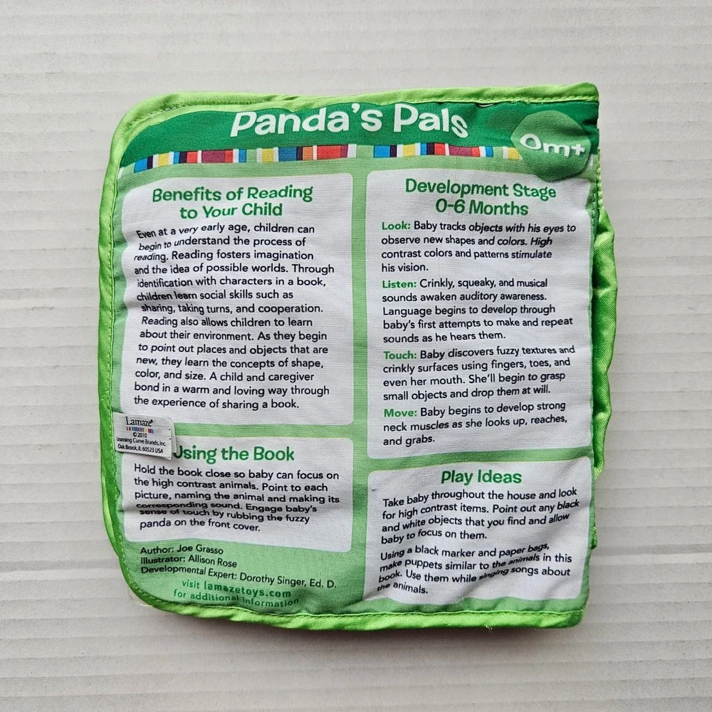 Lamaze Panda's Pals Soft Cloth Baby Book High Contrast Sensory Crinkle Toy 0-6M
